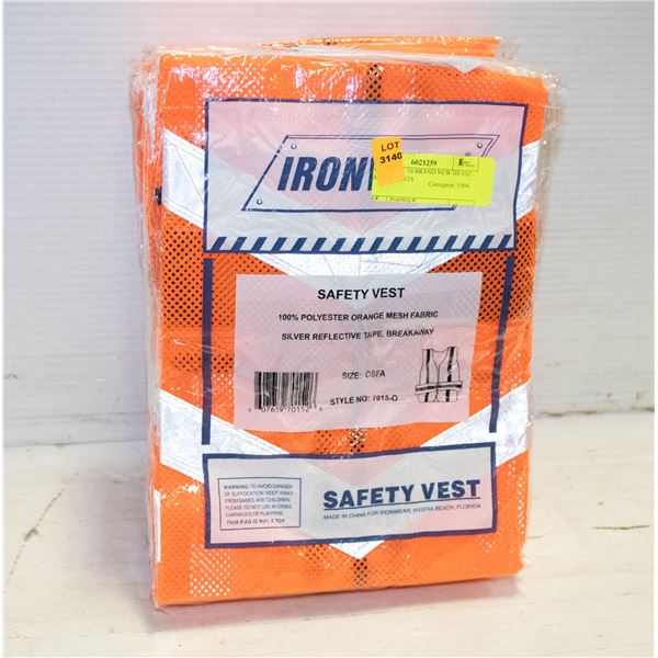 BUNDLE OF 10 BRAND NEW HI-VIZ SAFETY VESTS