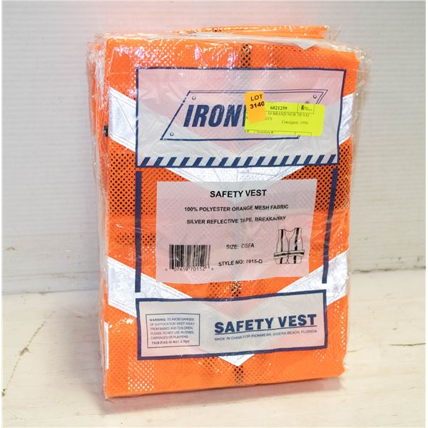 BUNDLE OF 10 BRAND NEW HI-VIZ SAFETY VESTS