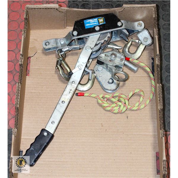 FLAT WITH 2-TON CABLE PULLER - DOUBLE HOOK,