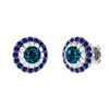 Image 1 : Gold Natural London Topaz Diamonds Sapphire EarStuds