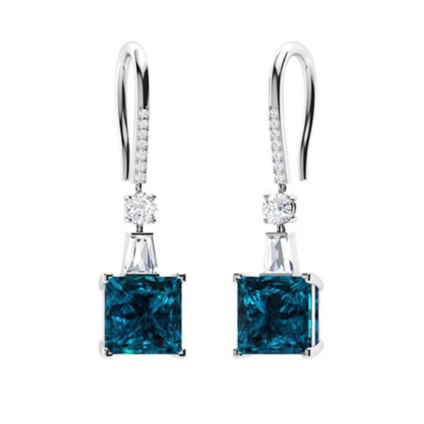Gold Natural  London Topaz Diamonds Drop EarRings