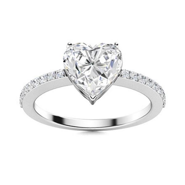 Gold & Brilliant White Heart Diamond 2.50 Cts Ring - E/VVS