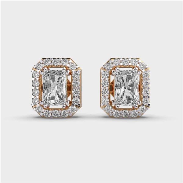 Gold & White Diamond 2.50 Cts Earrings Studs