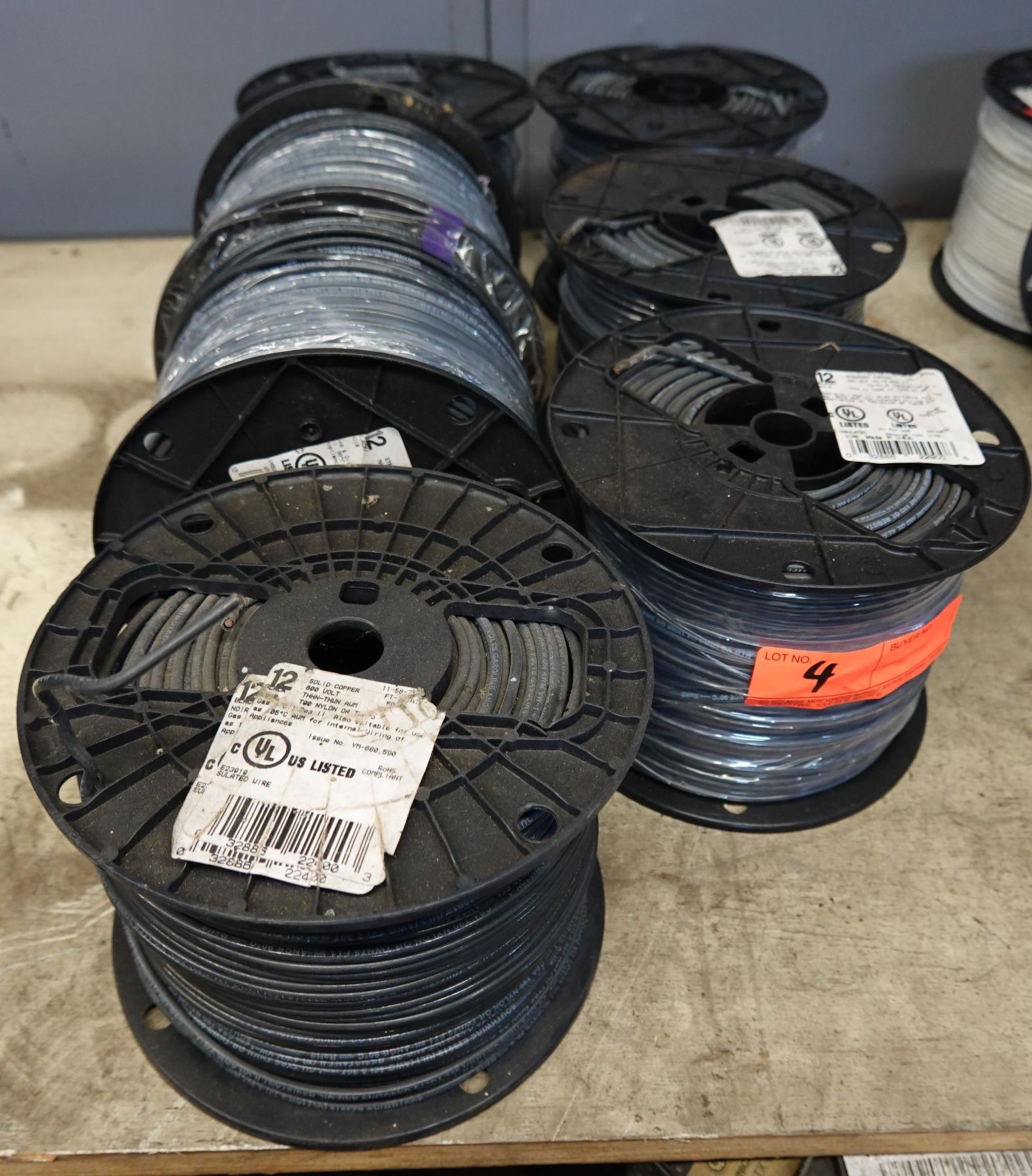 Qty 7 Spools 11-58-? Black 12 AWG Stranded Copper THHN Wire (500' per ...