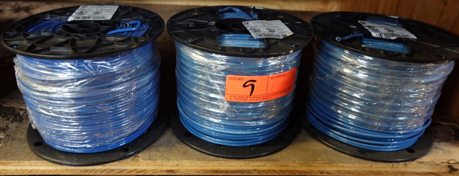 Qty 3 Spools 12 AWG Blue Stranded THHN Wire (500' per spool)