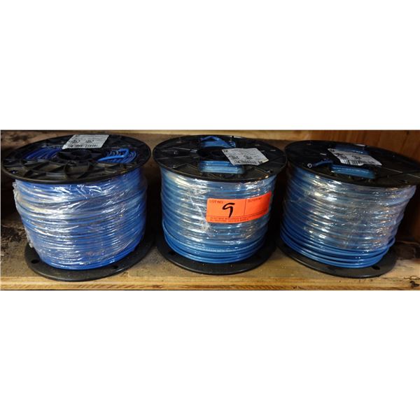 Qty 3 Spools 12 AWG Blue Stranded THHN Wire (500' per spool)
