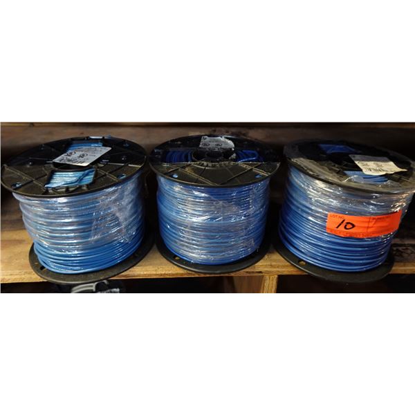 Qty 3 Spools 12 AWG Blue Stranded THHN Wire (500' per spool)