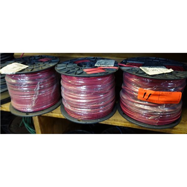 Qty 3 Spools 12 AWG Red Stranded THHN Wire (500' per spool)