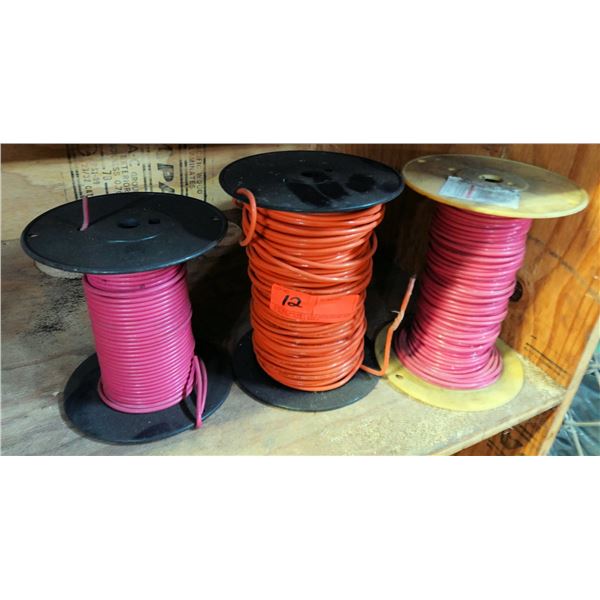 Qty 3 Partial Spools Wire: Pink & Orange