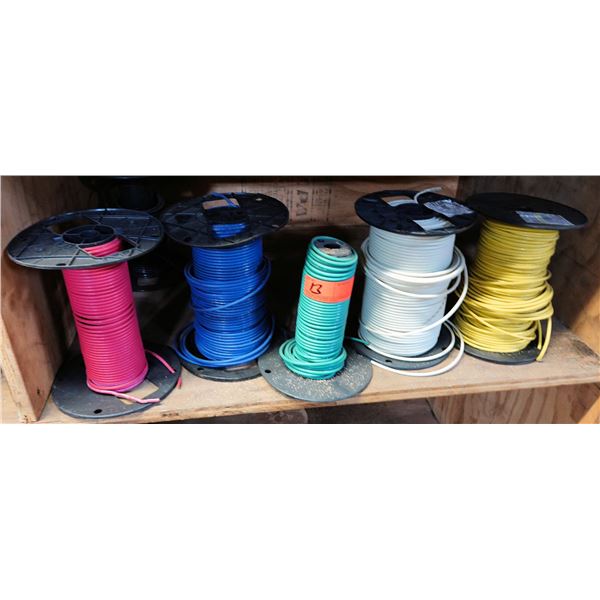 Qty 5 Partial Spools Wire: Blue, Pink, Aqua, Yellow & White