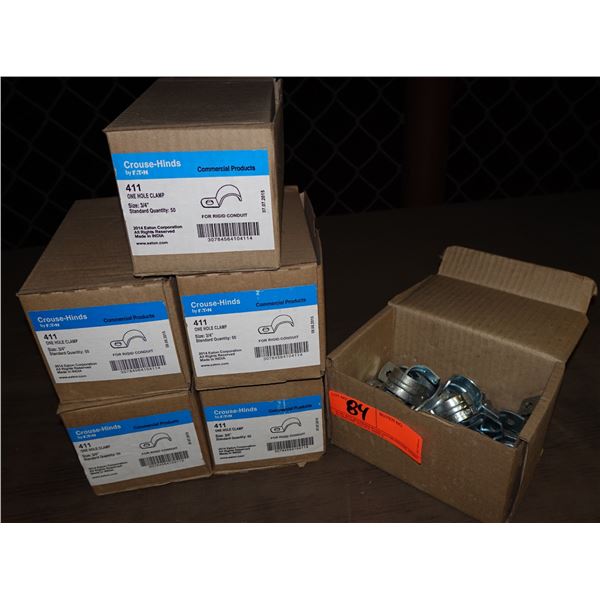 Qty 6 Boxes Crouse-Hinds 411 One Hole Clamps for Rigid Conduit