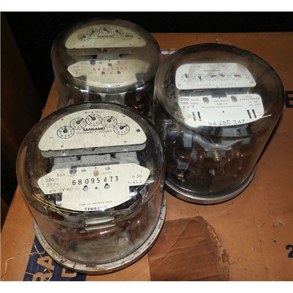 Qty 3 Westinghouse Type D4S-8 Kilowatt-Hour Meters