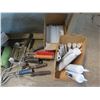 Image 2 : Metal Warehouse Desk & Contents: WhizzFab Paint Rollers, Handles, Brushes, etc