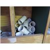 Image 8 : Contents of Shelf: Multiple PVC Fittings, Couplings, Adapters, Lengths, etc Misc Sizes
