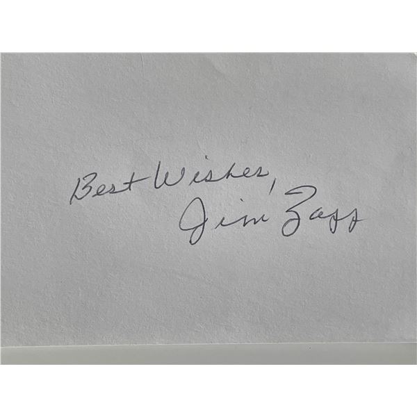Baseball player Jim Zapp autograph note