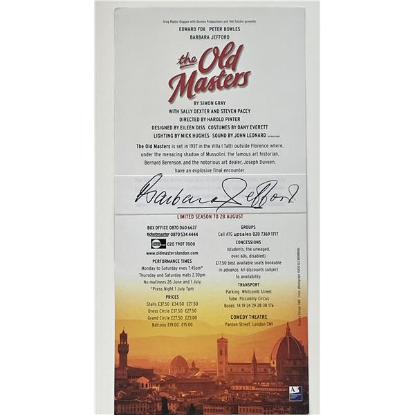 Barbara Jefford signed The Old Masters play flyer