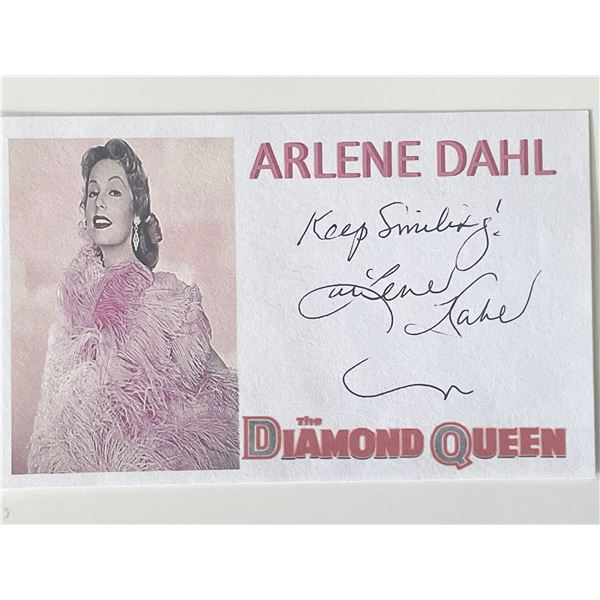 Actress Arlene Dahl autograph note