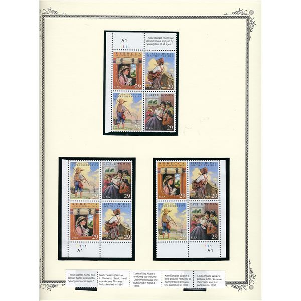 Little Women stamps 3 plate blocks 12 x 29 cent stamps
