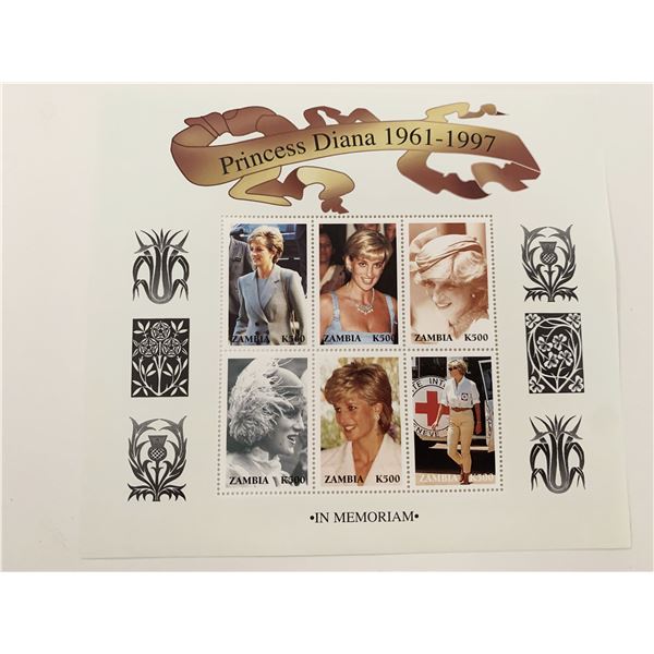 Zambia Diana Princess of Wales commemorative stamp set