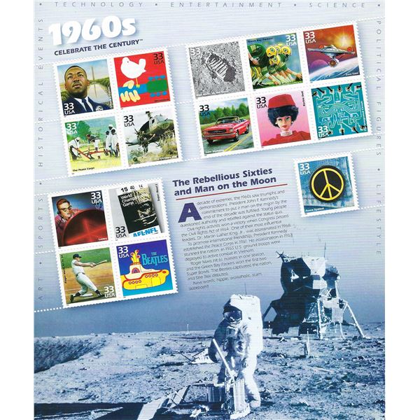 1960s Celebrate the Century Stamp Sheet