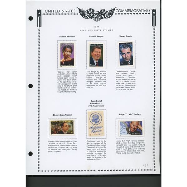 2005 United States Self-Adhesive Booklet Stamp Set