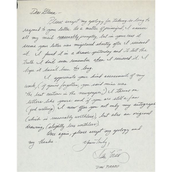 Dan Piraro signed letter