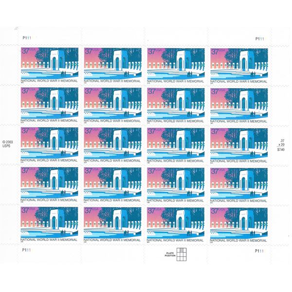 National World War 2 Memorial USA Stamp Sheet