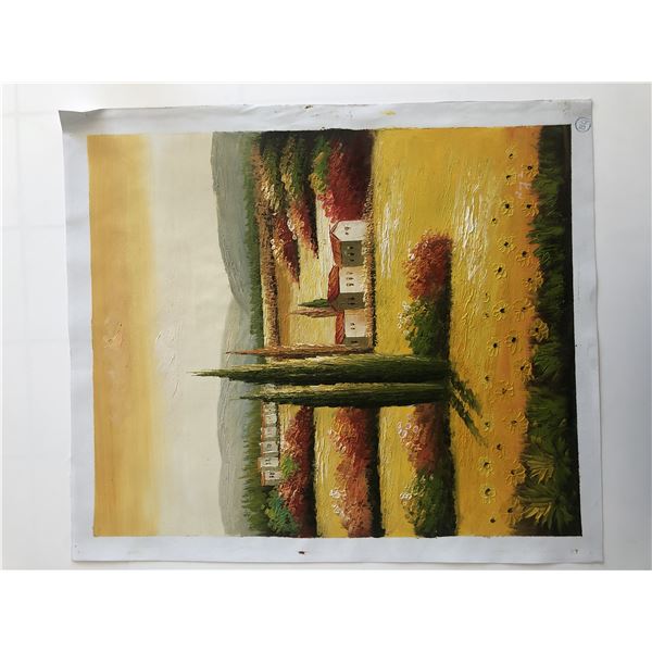 Tuscan Village in Summer Landscape original painting on canvas