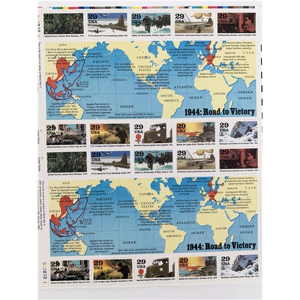 1944 WWII Road to Victory Sheet Collectible Stamp Sheet of 20