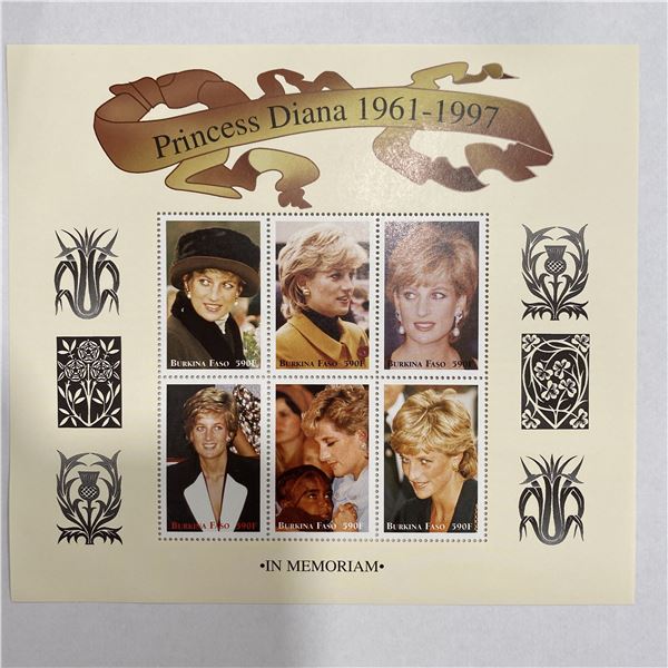 Burrina Faso Princess Diana commemorative stamp set