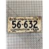 Image 1 : 1937 SASKATCHEWAN LICENSE PLATE CORONATION YEAR