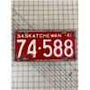 Image 1 : 1941 SASKATCHEWAN LICENSE PLATE