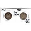 Image 1 : KEY DATE 1921 AND 1927 TWENTY-FIVE CENT