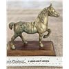 Image 2 : Vintage brass horse statue.  Aged patina finish with some green verdigris.  Stands 6" tall, 7" base.