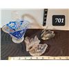 Image 1 : Vintage crystal swan trinket dish & salt cellar glassware.