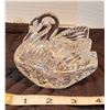 Image 2 : Vintage crystal swan trinket dish & salt cellar glassware.