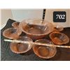 Image 1 : Vintage pink Indiana glass fruit bowl and serving bowls.