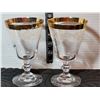Image 3 : Vintage gold trimmed glasses & stemware. Footed candy bowl.