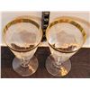 Image 4 : Vintage gold trimmed glasses & stemware. Footed candy bowl.