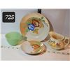 Image 1 : Vintage English creamer & Japan made plates. Jadeite cup with small, smooth rim chip.