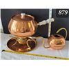 Image 1 : Copral copper fondue pot with porcelain handles & watering pot. Portugal.