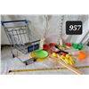 Image 1 : Metal  miniature Walmart cart with vintage kitchen toys.