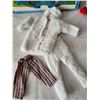 Image 4 : Homemade barbie doll sweaters, gowns, pants & fur snow suit. Vintage case.(poor condition)
