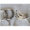 Image 2 : 925 silver lot. 3 pair earrings, bracelet & ring. Size 8.5.  total weight 9.4 grams.