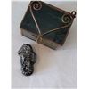 Image 5 : Stained glass trinket box with Unique Pewter seahorse set. Chain, pendant, earrings & pin.