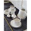 Image 4 : 1980's  Belkraft German fine China Tea set. “Midnight Lace” Platinum trim, excelle
