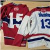 Image 6 : hockey jerseys various sizes, Canadians are adult small and medium, and youth large, tims are adult 