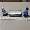 Image 1 : blue ceramic salt and pepper shakers with boat