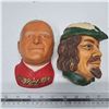 Image 1 : 2 chalkware heads - pope and robin hood