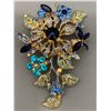 Image 1 : fashion jewelry blue sapphire large floral brooch
